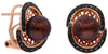 .62CT BLACK DIAMOND & AAA BROWN SOUTH SEA PEARL 14KT ROSE GOLD OVAL FUN EARRINGS