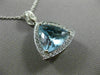 ESTATE LARGE 6.09CT DIAMOND & AQUAMARINE 14K WHITE GOLD 3D TRILLION HALO PENDANT