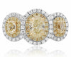 LARGE 2.78CT WHITE & FANCY YELLOW DIAMOND 18KT 2 TONE GOLD OVAL ENGAGEMENT RING