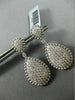 ESTATE LARGE 2.92CT DIAMOND 14KT WHITE GOLD CLUSTER MILGRAIN TEAR DROP EARRINGS