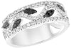 ESTATE .55CT WHITE & BLACK DIAMOND 14KT WHITE GOLD 3D MULTI LEAF WAVE FUN RING