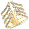 WIDE .73CT DIAMOND 14KT YELLOW GOLD 3D ROUND & MARQUISE MULTI SHAPE V SHAPE RING