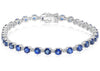8.40CT DIAMOND & AAA SAPPHIRE 14KT WHITE GOLD 3D ROUND ETERNITY TENNIS BRACELET