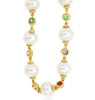 .55CT AAA MULTI COLOR SAPPHIRE & SOUTH SEA PEARL 14K YELLOW GOLD 3D FUN NECKLACE