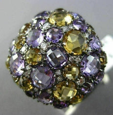 ESTATE MASSIVE 11.0CT DIAMOND & AAA MULTI COLOR GEM 14KT BLACK GOLD 3D FUN RING