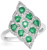 ESTATE 1.14CT DIAMOND & AAA EMERALD 14KT WHITE GOLD 3D ETOILE INFINITY LEAF RING