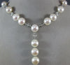 ESTATE LARGE .26CT DIAMOND & AAA PEARL 14KT WHITE GOLD 3D OVAL LARIAT NECKLACE