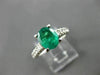ESTATE 1.50CT DIAMOND & AAA EMERALD 14KT WHITE GOLD OVAL ENGAGEMENT RING #12490