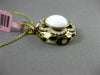 ESTATE LARGE .55CT DIAMOND & WHITE AGATE 14KT YELLOW GOLD FLOWER ENAMEL PENDANT