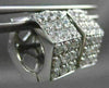 ESTATE 14KT WHITE GOLD 3D 3 ROW CUBIC ZIRCONIA HEXAGON HUGGIE EARRINGS #24347