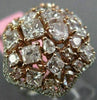 ESTATE LARGE 5.29CT WHITE & PINK DIAMOND 18KT 2 TONE GOLD 3D FLOWER CLUSTER RING