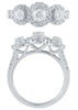 1.0CT DIAMOND 14KT WHITE GOLD 3D ROUND HALO PAST PRESENT FUTURE ANNIVERSARY RING