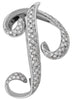 ESTATE LARGE .77CT DIAMOND 18KT WHITE GOLD 3D HANDCRAFTED P INITIAL BROOCH PIN