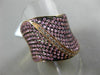 ESTATE LARGE 2.73CT DIAMOND & PINK SAPPHIRE 18KT 2 TONE GOLD MULTI ROW LEAF RING
