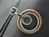 ESTATE LARGE 1.0CT DIAMOND 14K WHITE & ROSE GOLD 3D CIRCLE OF LIFE HOOP EARRINGS