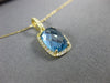ESTATE 1.96CT DIAMOND & AAA BLUE TOPAZ 14KT YELLOW GOLD RECTANGULAR LOVE PENDANT