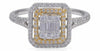 ESTATE .50CT DIAMOND 14KT TWO TONE GOLD ROUND & BAGUETTE CLUSTER FRIENDSHIP RING