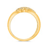 .23CT DIAMOND 14KT YELLOW GOLD CLASSIC 3 ROW CRISS CROSS MATTE & SHINY FUN RING