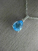 ESTATE 1.51CT DIAMOND & AAA BLUE TOPAZ 14K WHITE GOLD TEAR DROP FLOATING PENDANT