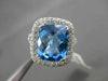 ESTATE LARGE 7.15CTW DIAMOND & AAA BLUE TOPAZ 14KT WHITE GOLD FILIGREE FUN RING