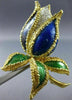 ANTIQUE LARGE .60CT DIAMOND AAA ENAMEL 18K TWO TONE GOLD FLOWER PIN BROOCH #1902
