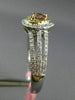 ESTATE LARGE GIA .59CT DIAMOND 18KT TRI COLOR GOLD 3D PEAR HALO ENGAGEMENT RING