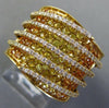 LARGE 3.6CT DIAMOND & AAA RAINBOW YELLOW SAPPHIRE 14K YELLOW GOLD MULTI ROW RING