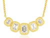.78CT DIAMOND 14KT YELLOW GOLD 3D EMERALD CUT 5 STONE GRADUATING LOVE NECKLACE