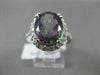 ESTATE LARGE 6.37CT DIAMOND & AAA MYSTIC TOPAZ 14KT WHITE GOLD 3D OVAL HALO RING