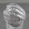 ANTIQUE WIDE 2.15CT DIAMOND 18KT WHITE GOLD FILIGREE MULTI ROW ANNIVERSARY RING