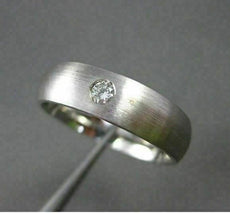 ESTATE WIDE .16CT DIAMOND 14K WHITE GOLD SOLITAIRE MATT MENS RING HANDSOME #2601