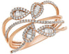 ESTATE .57CT DIAMOND 18KT ROSE GOLD 3D ROUND & BAGUETTE MULTI LEAF FLOWER RING