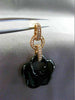 ESTATE LARGE .30CT DIAMOND & AAA ONYX 14K ROSE GOLD FLOWER STAR HANGING EARRINGS