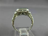 ANTIQUE WIDE GREEN AGATE 14K WHITE GOLD CLASSIC OPEN FILIGREE OCTAGON RING 26427