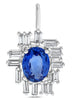 1.40CT DIAMOND & AAA SAPPHIRE PLATINUM 3D OVAL & BAGUETTE FUN FLOATING PENDANT
