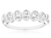 1.0CT DIAMOND 14K WHITE GOLD OVAL CLASSIC 7 STONE BEZEL WEDDING ANNIVERSARY RING