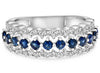 WIDE 1.23CT DIAMOND & AAA SAPPHIRE 14K WHITE GOLD 3 ROW WEDDING ANNIVERSARY RING
