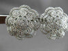 ESTATE LARGE 4.17CT DIAMOND 18KT WHITE GOLD 3D FLOWER CLUSTER CLIP ON EARRINGS