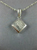 ESTATE .44CT DIAMOND 14KT WHITE GOLD 3D PRINCESS & BAGUETTE SQUARE PENDANT #607
