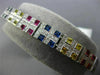 ESTATE WIDE 10.28CT DIAMOND & MULTI COLOR SAPPHIRE 14K WHITE GOLD LONG BRACELET