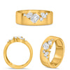 WIDE .69CT DIAMOND 14KT YELLOW GOLD 3D MULTI SHAPE SEVEN STONE CLUSTER FUN RING
