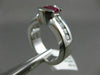 ESTATE WIDE 1.64CT DIAMOND & RUBY PLATINUM SEMI BEZEL SOLITAIRE ENGAGEMENT RING