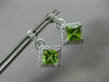 ESTATE 1.76CT DIAMOND & AAA PERIDOT 14KT WHITE GOLD 3D SQUARE HALO POST EARRINGS