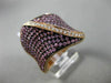 ESTATE LARGE 2.73CT DIAMOND & PINK SAPPHIRE 18KT 2 TONE GOLD MULTI ROW LEAF RING