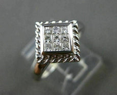 ESTATE WIDE .25CT DIAMOND 14KT WHITE GOLD SQUARE FILIGREE PROMISE RING #17683