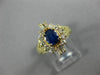 ESTATE WIDE 1.30CT DIAMOND & AAA SAPPHIRE 14KT YELLOW GOLD 3D FLOWER RING #9790