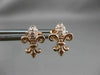 ESTATE SMALL .06CT DIAMOND 14KT ROSE GOLD 3D FILIGREE FLEUR DE LIS STUD EARRINGS