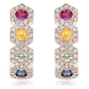 ESTATE .97CT DIAMOND & AAA MULTI COLOR SAPPHIRE 14K ROSE GOLD CLUSTER EARRINGS