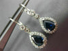 ANTIQUE 2.04CT DIAMOND & AAA SAPPHIRE 14KT WHITE GOLD 3D HANGING EARRINGS 18254