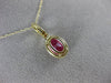 ESTATE 1.02CT DIAMOND & AAA OVAL RUBY 14KT YELLOW GOLD 3D HALO FLOATING PENDANT